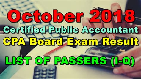 october 1999 cpa board exam results|LIST OF PASSERS: October 2018 CPA Board Exam Results.